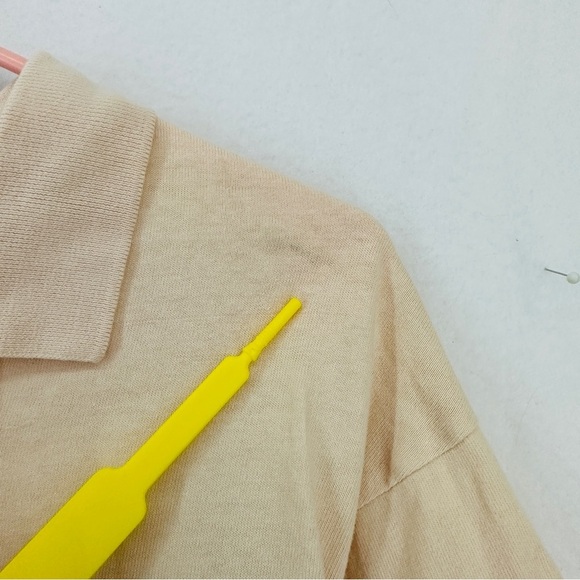 American Eagle Short Sleeve Polo Cropped Shirt Woman’s Size XS Light Pink Cream - Picture 4 of 11